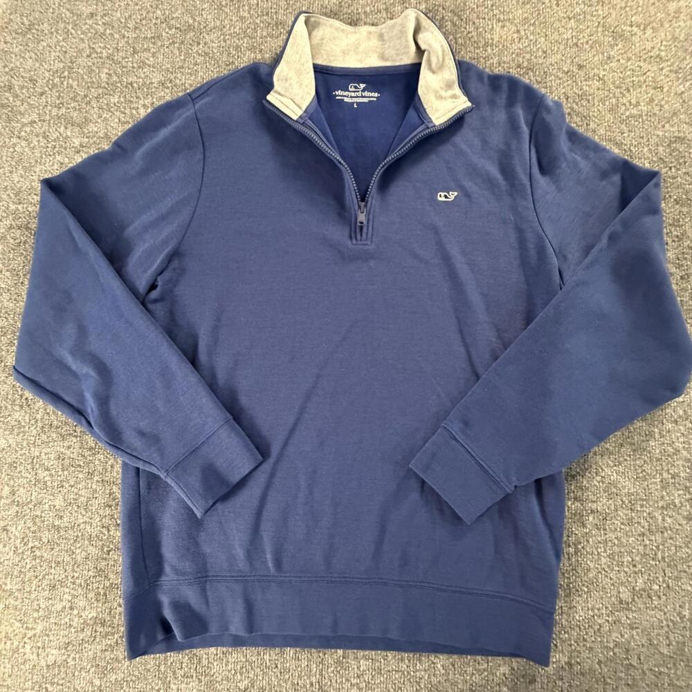 Vineyard Vines‎ Men's Navy Blue Quarter-Zip Sweatshirt, Size Large #736